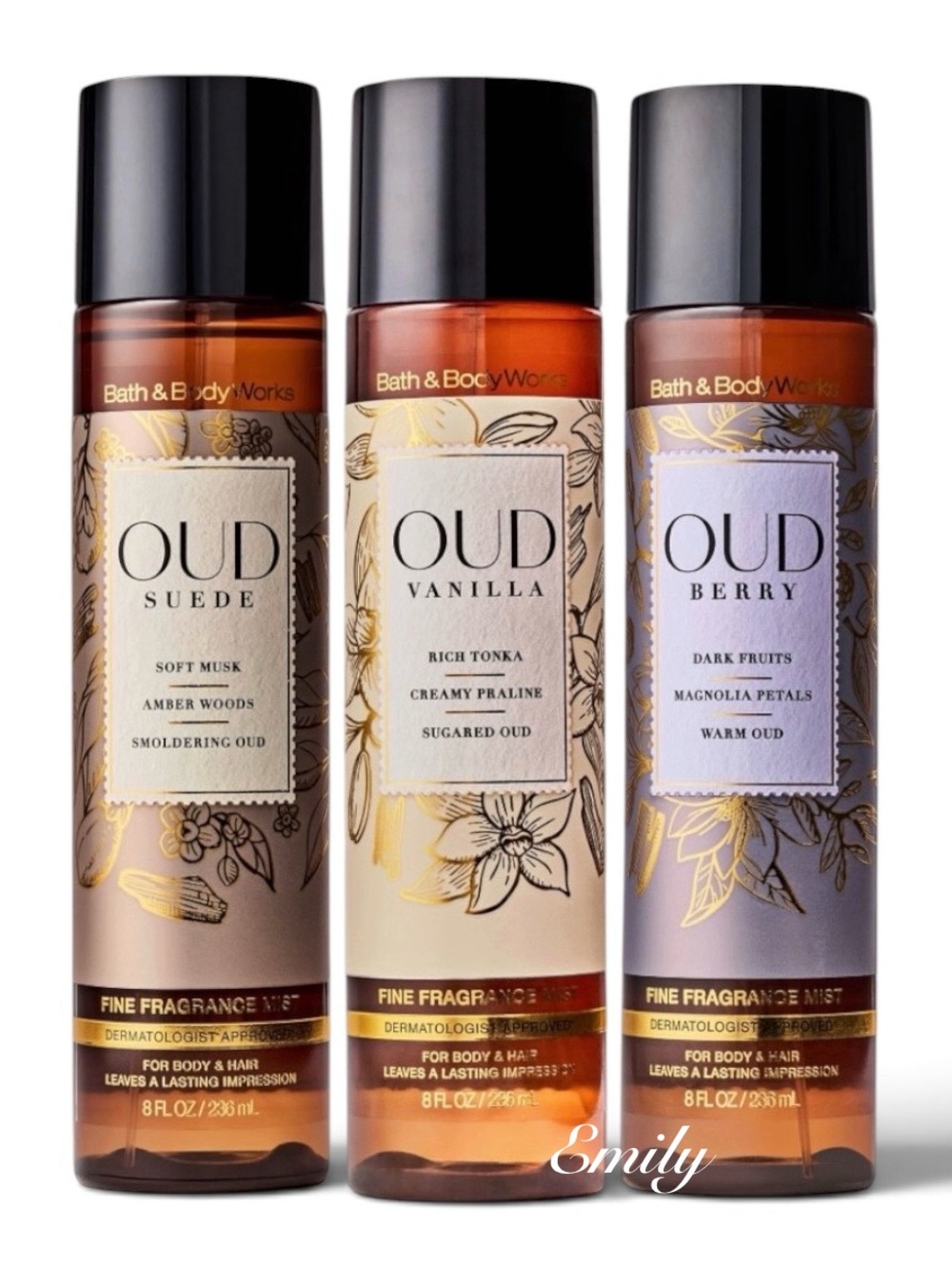 3X Bath & Body Works OUD Mist Sprays 8 fl oz Bundle